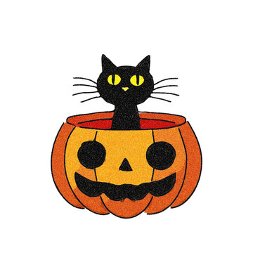 black cat inside orange pumpkin clip art preview