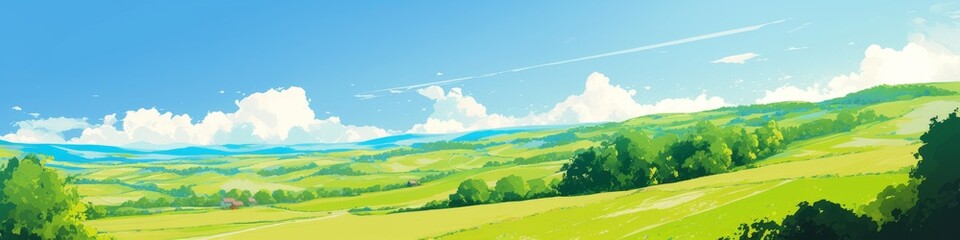 Abstract Organic Green Line Wallpaper Background. Serene and Comforting Spring and Summer Vibes with Dynamic Green Field Minimalist Illustration. Creative Concept for Graffiti, Advertising, Gift Wrapp