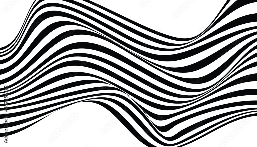 Aufkleber abstract striped texture with bold monochrome waves. optical illusion effect