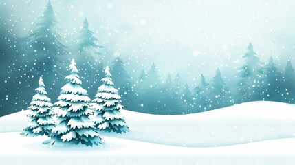 Obraz premium Festive Christmas illustration of winter landscape in abstract vector style.