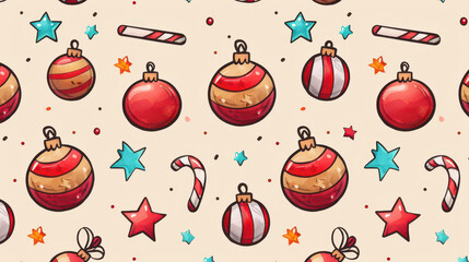 A festive Christmas pattern illustrated in a charming sketch style for your holidaythemed projects.