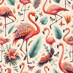 Naklejka premium Flamingo pattern design