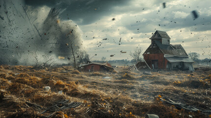 Devastation caused by a gigantic tornado,