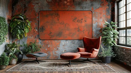 Classic Interior Wall Mockup Featuring Vintage Furniture