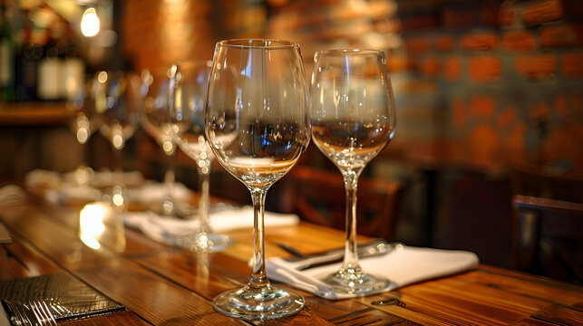Empty glasses set in the restaurant