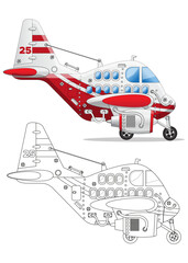 Jet passenger plane. Side view. Isolated on white background. Vector illustration.