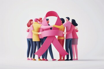 Naklejka premium World cancer day supporting people to each other Generative Ai