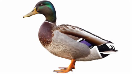 Fototapeta premium A duck standing on a white background