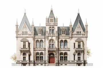 Fototapeta premium Gothic townhome architecture building tower house.