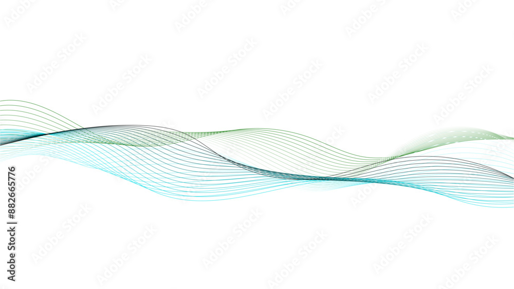 Wall mural abstract white background with blue wave line. abstract blue wave lines on transparent background. d