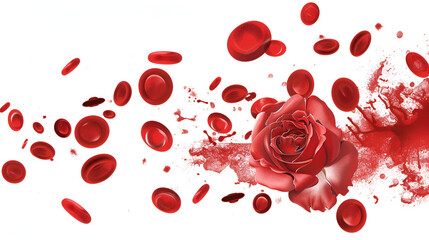 Red blood cells isolated on white background.,
A bunch of red hearts floating in the air

