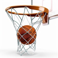 A basketball swishing through the net, symbolizing success and victory.