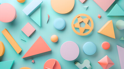 Abstract colorful pastel background with cylinder podium Geometry stand,a colorful abstract geometric shapes