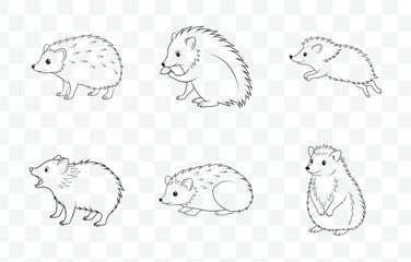 Print Hedgehog Line Art Vector Set with Unique Designs for Creative Projects and Illustrations