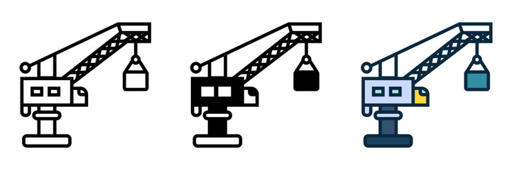 The Port Crane icon represents lifting and industrial operations, ideal for port websites, industrial blogs, and engineering-themed projects.