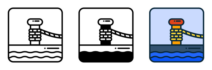 The Mooring Line icon symbolizes stability and securing vessels, ideal for marine websites, harbor blogs, and boating-themed projects.