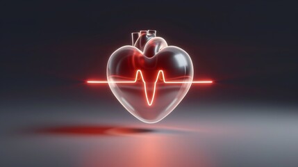 Minimalist graphic of a digital heart with pulse waves, symbolizing healthcare technology, medical innovation, and digital health solutions. Illustration, Image, , Minimalism,