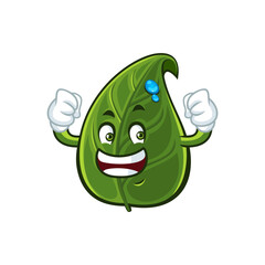 Strength green leaf mascot.