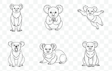 Print Elegant and Artistic Koala Line Art Vector Set for Creative Projects and Design Needs