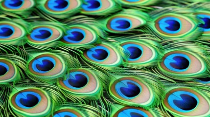 Obraz premium Stunning closeup of vibrant Peacock feathers capturing intricate details and brilliant colors.