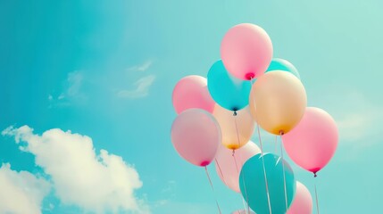 Vibrant balloons with a retro Instagram filter for birthdays, weddings, and parties. Vintage tone style.