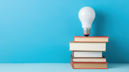 Illuminate your mind with a spark of creativity  Light Bulbs and Books. Idea Generation and Inspiration Concepts.