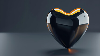 Stunning black heart on a black backdrop. Abstract and vibrant 3D animation.
