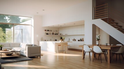Bright modern kitchen with wooden accents