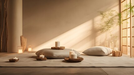 Tranquil meditation room with natural light