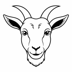 Line art of Goat head vector illustration 