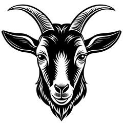 Goat head silhouette vector illustration 