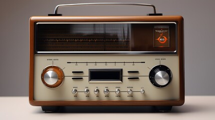 Obraz premium Vintage radio with wooden casing and modern features