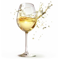 A glass of white wine with a splash of liquid creating a dynamic, elegant composition.  Perfect for wine-related projects.