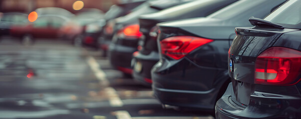 Obraz premium Cars parked along a sunlit , showcasing modern design and luxury of car sale rental service..