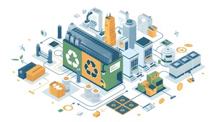 Obraz premium of the Recycling Life Cycle Showcasing the Circular Economy Process