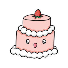 cute kawaii cake cartoon illustration