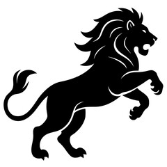 Black silhouette of a lion in a jump -vector illustration isolated on white