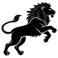 Black silhouette of a lion in a jump -vector illustration isolated on white