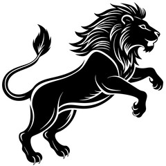 Black silhouette of a lion in a jump -vector illustration isolated on white