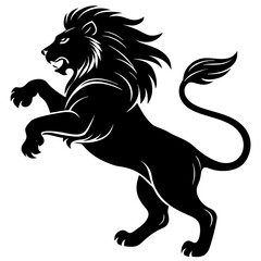 Black silhouette of a lion in a jump -vector illustration isolated on white