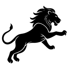 Black silhouette of a lion in a jump -vector illustration isolated on white