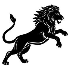 Black silhouette of a lion in a jump -vector illustration isolated on white