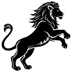 Black silhouette of a lion in a jump -vector illustration isolated on white