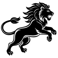 Black silhouette of a lion in a jump -vector illustration isolated on white