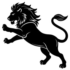 Black silhouette of a lion in a jump -vector illustration isolated on white