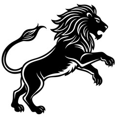 Black silhouette of a lion in a jump -vector illustration isolated on white