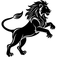 Black silhouette of a lion in a jump -vector illustration isolated on white