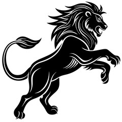 Black silhouette of a lion in a jump -vector illustration isolated on white