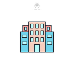 Building apartment Icon symbol vector illustration isolated on white background