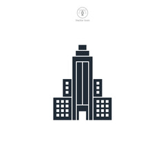 Skycraper building Icon symbol vector illustration isolated on white background